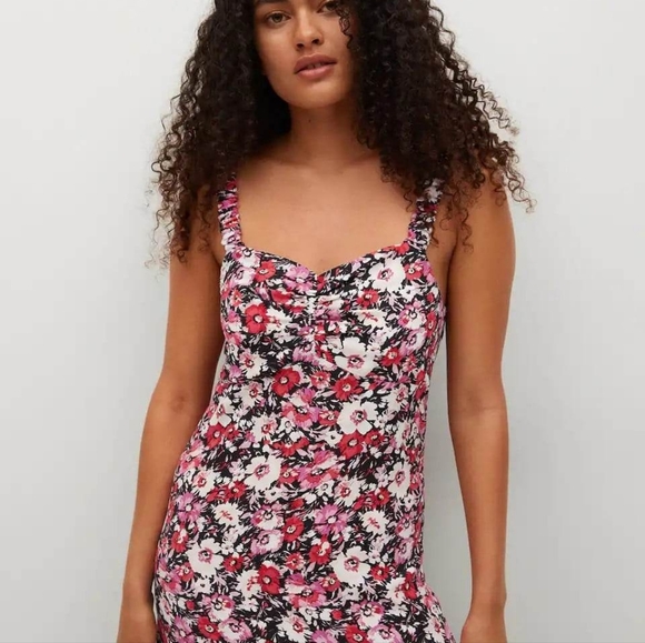 NWT MANGO RUFFEL PRINTED MAXI DRESS - Picture 1 of 6